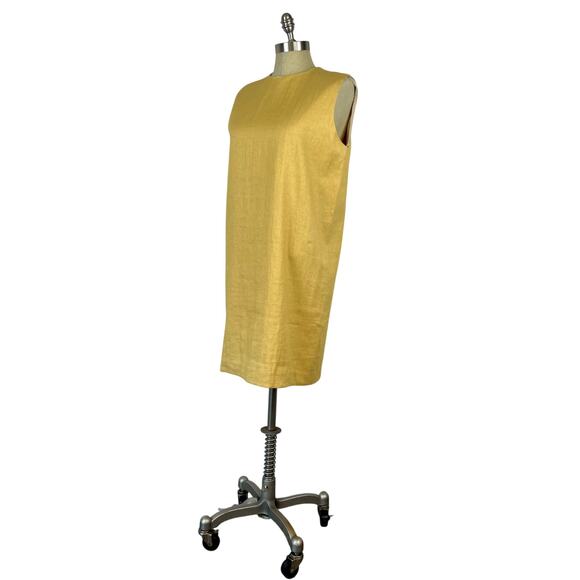 Theory Luxe Linen Blend Yellow Column Shift Mini Dress (Sz 6) - Picture 9 of 9